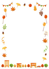 autumn frame with building and tree