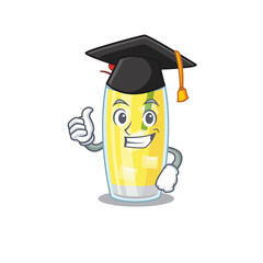 Happy proud of pina colada cocktail caricature design with hat for graduation ceremony