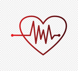 Hand drawn Heart sign on transparent background, vector illustration