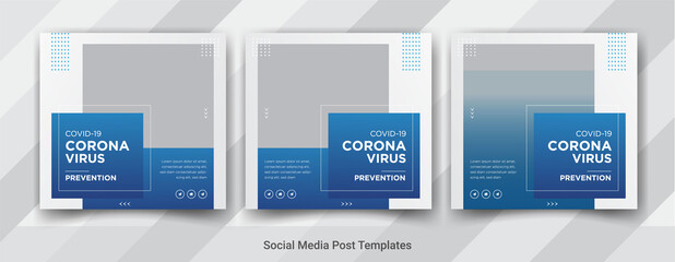 Coronavirus campaign poster for social media post template design, Virus warning social media square post templates design