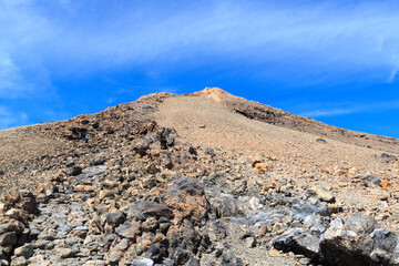 Fototapeta na wymiar Trail to volcano Mount Teide peak on Canary Island Tenerife, Spain