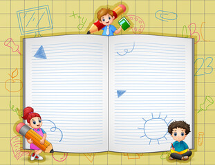 Fototapeta premium Back to school sign with happy kids