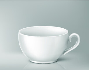 Cup for tea on a gray background. Vector illustration