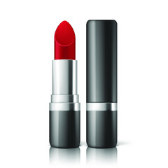 Red lipstick on white background. Vector illustration