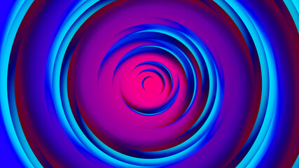 Pink purple neon circles abstract background.3D illustration with paper cut style.