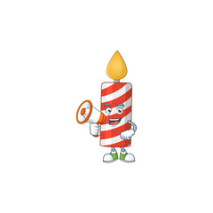 An image of candle cartoon design style with a megaphone