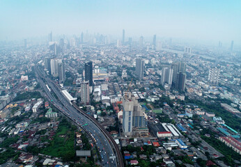 11 January 2020,Bangkok Thailand landscape day shot from tower mergency Decree on Public Administration period of Bangkok Thailand - obrazy, fototapety, plakaty