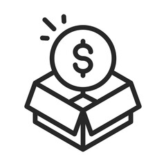 donation charity volunteer help social money coin in box line style icon