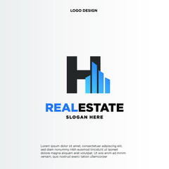 H Initial logo concept with building template vector.