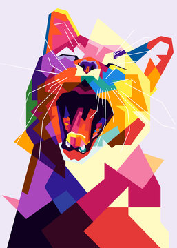 Fototapeta Pop art cat illustration. Creative animals art