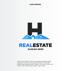 H Initial logo concept with building template vector.