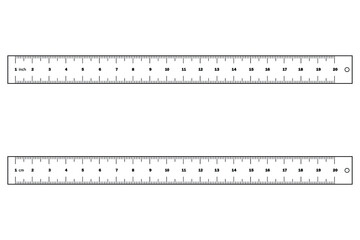 Ruler. A set of two rulers outline in cm and inches isolated on a white background. EPS Vector
