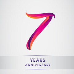 7th Years anniversary celebration logotype colorful design, Birthday logo on white background