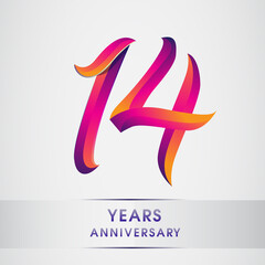 Obraz premium 14th Years anniversary celebration logotype colorful design, Birthday logo on white background