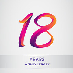 18th Years anniversary celebration logotype colorful design, Birthday logo on white background