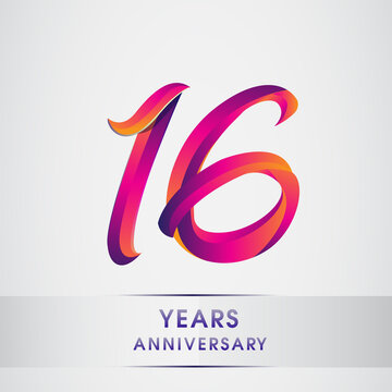 16th Years anniversary celebration logotype colorful design, Birthday logo on white background
