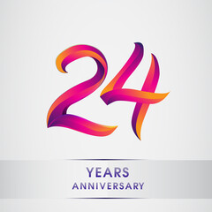 24th Years anniversary celebration logotype colorful design, Birthday logo on white background