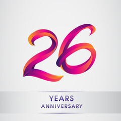 Obraz premium 26th Years anniversary celebration logotype colorful design, Birthday logo on white background