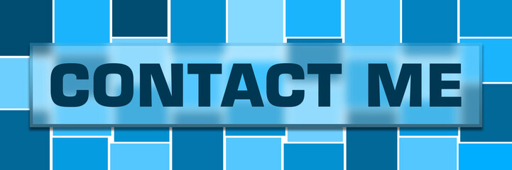 Contact Me Blue Squares Grid Background Glass Layer Horizontal 