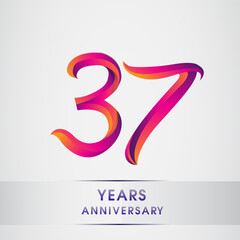 Obraz premium 37th Years anniversary celebration logotype colorful design, Birthday logo on white background