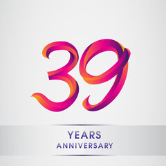 39th Years anniversary celebration logotype colorful design, Birthday logo on white background