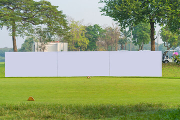Mockup image of Blank billboard white screen posters billboard for advertising Sponsor in Golf course activity - 354497940
