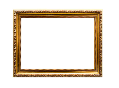 Gold frame Elegant or photo picture frame isolated on the white background