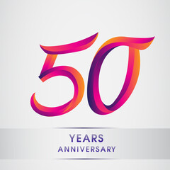 50th Years anniversary celebration logotype colorful design, Birthday logo on white background