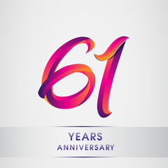 Obraz premium 61st Years anniversary celebration logotype colorful design, Birthday logo on white background