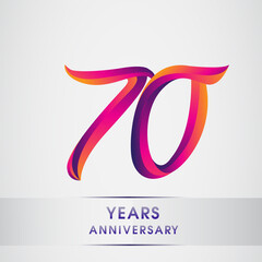 70th Years anniversary celebration logotype colorful design, Birthday logo on white background