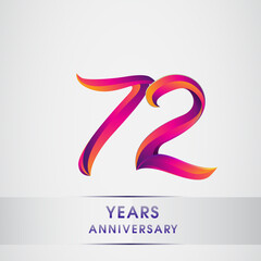 72nd Years anniversary celebration logotype colorful design, Birthday logo on white background