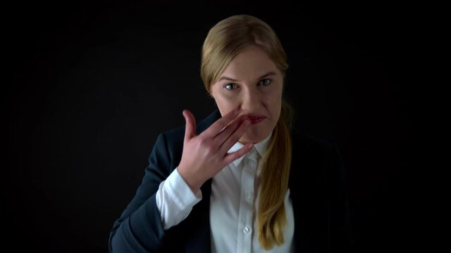 Scared business woman ready to take chalange and find solution to her problems.