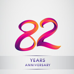 82nd Years anniversary celebration logotype colorful design, Birthday logo on white background