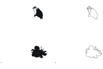 Antigua and Barbuda Country Map. Black silhouette and outline isolated on white background. EPS Vector