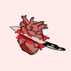 Design clothes with the concept of heart and knife