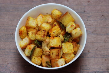 Bread upma, South Indian breakfast or snack made with letfover breads and spices, quick foods