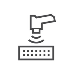 Soil x-ray spectroscopy vector icon to using portable handheld scientific measurement or instrument. May called XRF fluorescence, spectrometer for analysis, test and study geotechnical engineering.