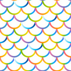 Seamless pattern with rainbow scales ornament on white background