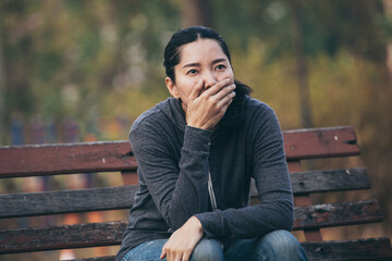 sad serious woman.depressed emotion panic attacks alone sick people fear stressful.crying begging help.stop abusing domestic violence,person with health anxiety, bad frustrated exhausted feeling down