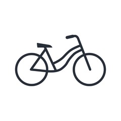 Fototapeta premium Bicycle. Bike. Black vector linear icon isolated on white background.