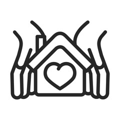 donation charity volunteer help social hands protection house love line style icon