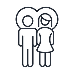 parents couple in love heart family day, icon in outline style