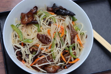 appetizer, asian, auricularia, background, bell pepper, black, bowl, carrot, chicken, chili, chinese, chopsticks, cuisine, delicious, ear, eating, fillet, food, fresh, gourmet, healthy, japanese, kiku