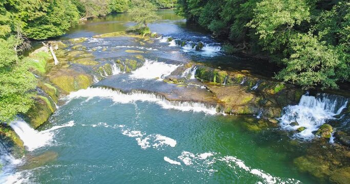 Panoramic aerial  view of natural waterfall, Krka river, Zuzemberk.