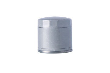 grey car engine oil filter, isolate, close-up
