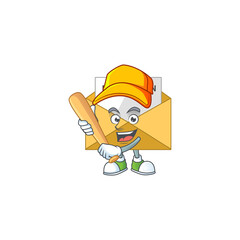 cartoon design concept of invitation message playing baseball with stick