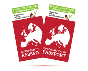 European Union Passport with a Coronavirus Immunity Certificate.