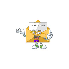 Cartoon character design of nerd invitation message with weird glasses