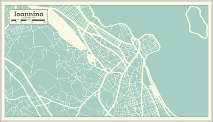 Ioannina Greece City Map in Retro Style. Outline Map.