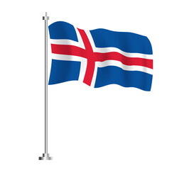 Iceland Flag. Isolated Wave Flag of Iceland Country.